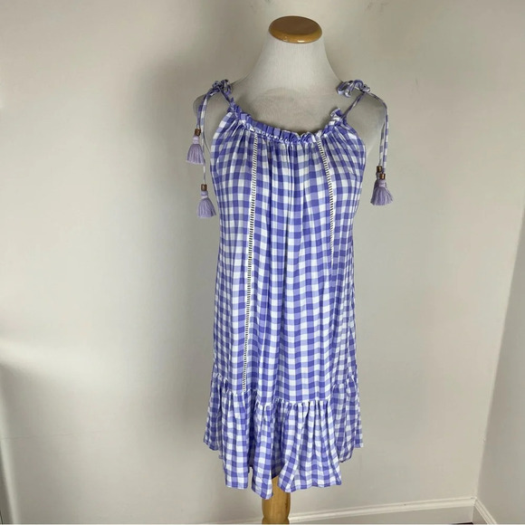 Maaji Seersucker Magnolia Mini Cover Up dress Size M l Purple Gingham - Picture 5 of 8
